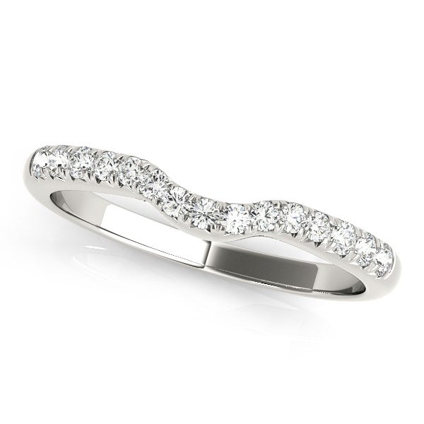 14k White Gold Pave Set Curved Diamond Wedding Band (1/5 cttw) - The Best Accessory