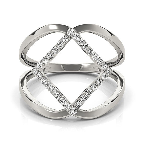 14k White Gold Interlaced Design Diamond Ring (1/5 cttw) - The Best Accessory