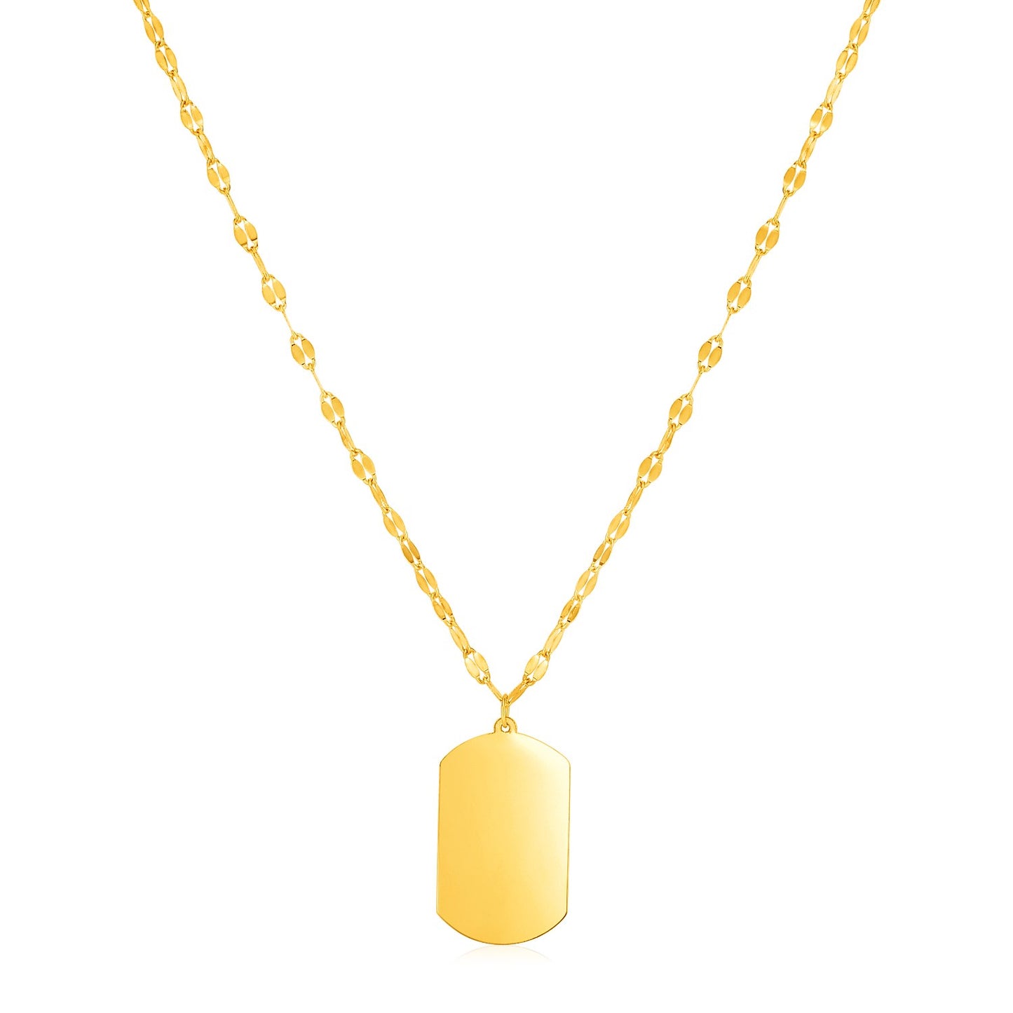 14K Yellow Gold Dog Tag Necklace - The Best Accessory