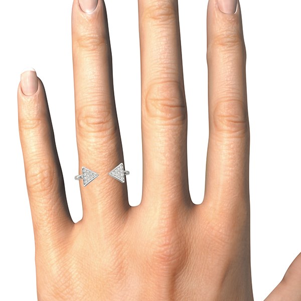 14k White Gold Diamond Arrowhead Open Ring (1/5 cttw) - The Best Accessory