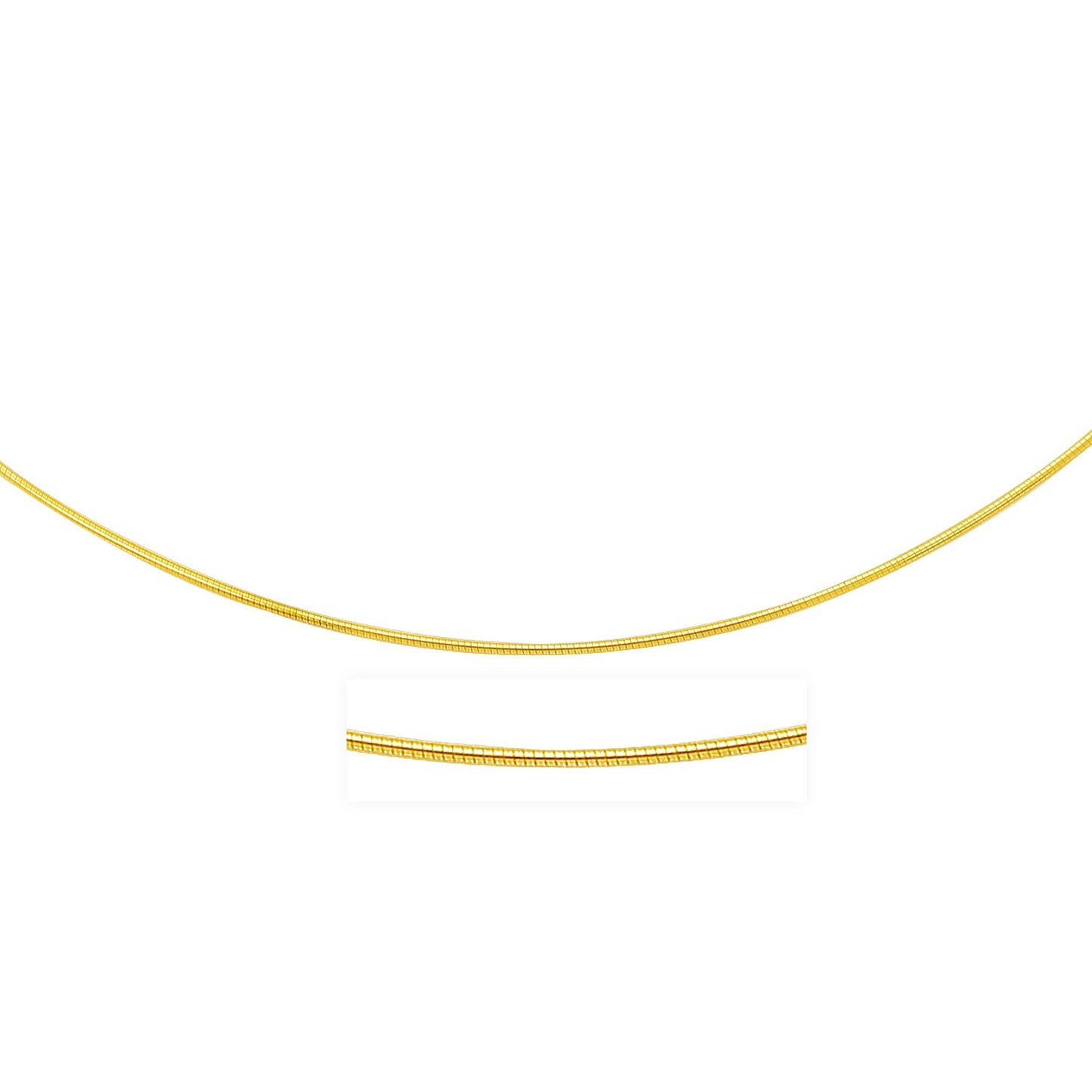 14k Yellow Gold Thin Motif Round Omega Necklace - The Best Accessory