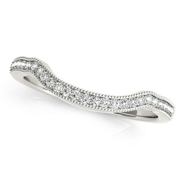 14k White Gold Curvy Style Pave Set Diamond Wedding Band (1/6 cttw) - The Best Accessory