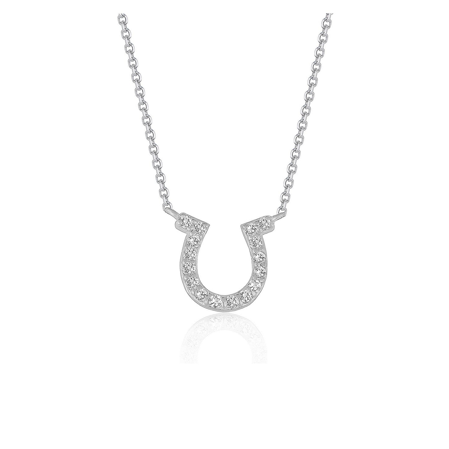 14k White Gold Horseshoe Design Diamond Pendant - The Best Accessory
