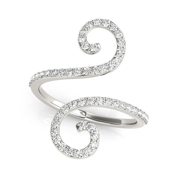 14k White Gold Diamond Open Flourish Style Ring (1/2 cttw) - The Best Accessory