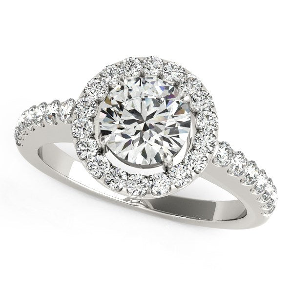 14k White Gold Classic with Pave Halo Diamond Engagement Ring (1 1/2 cttw) - The Best Accessory
