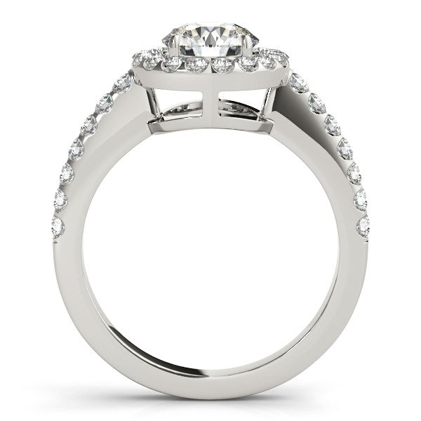 14k White Gold Classic with Pave Halo Diamond Engagement Ring (1 1/2 cttw) - The Best Accessory