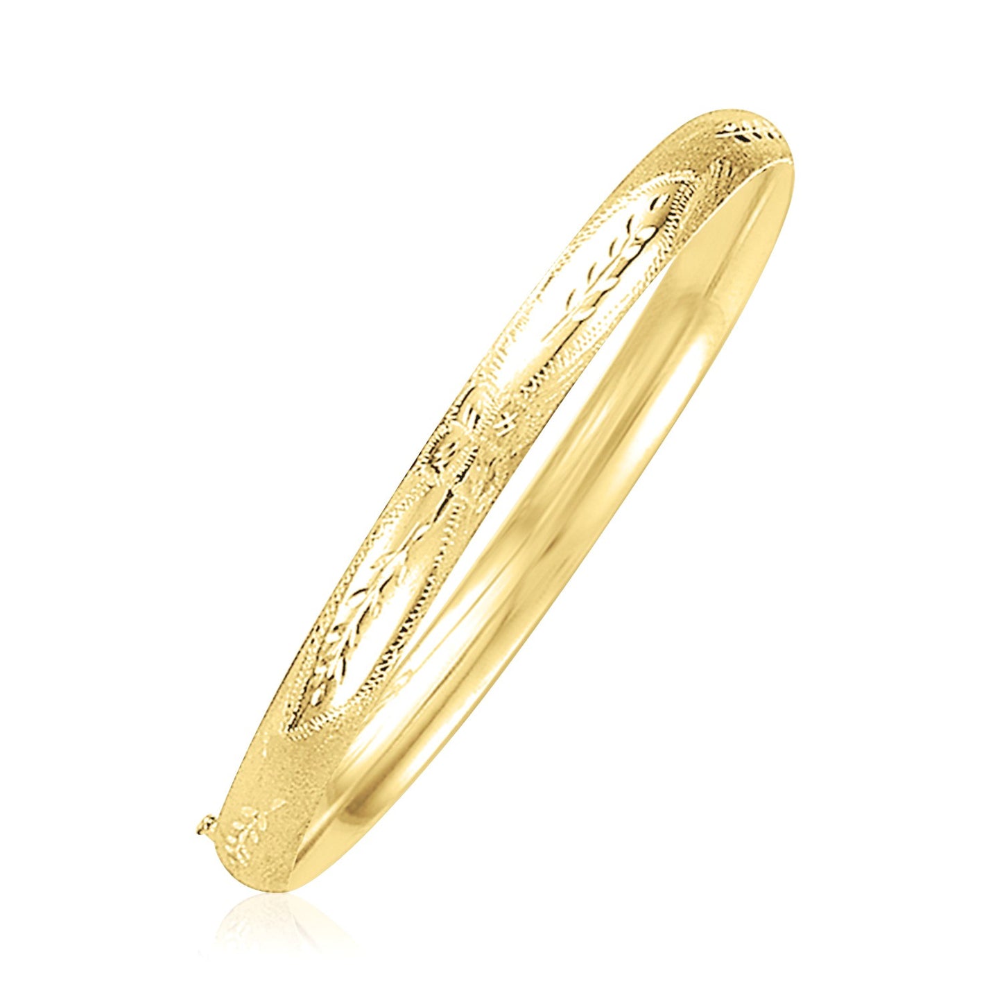 14k Yellow Gold Dome Florentine Design Bangle (5.00 mm) - The Best Accessory