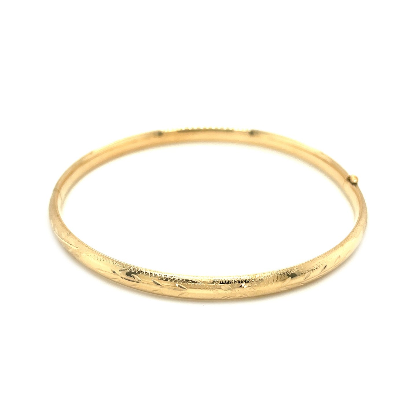14k Yellow Gold Dome Florentine Design Bangle (5.00 mm) - The Best Accessory