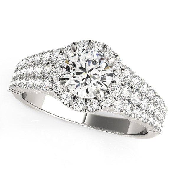 14k White Gold Graduated Pave Set Shank Diamond Engagement Ring (1 5/8 cttw) - The Best Accessory