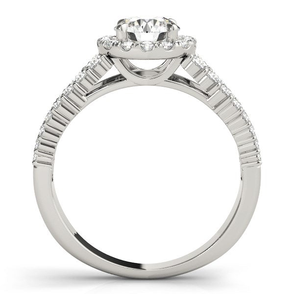 14k White Gold Graduated Pave Set Shank Diamond Engagement Ring (1 5/8 cttw) - The Best Accessory