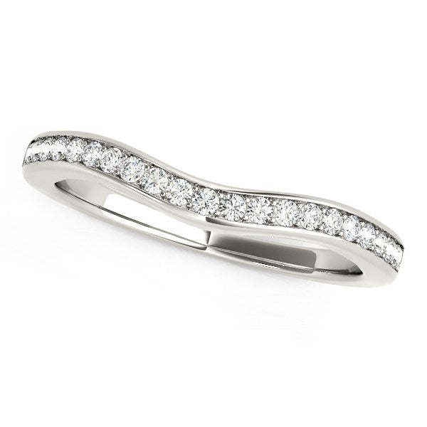 14k White Gold Curved Diamond Wedding Band (1/6 cttw) - The Best Accessory