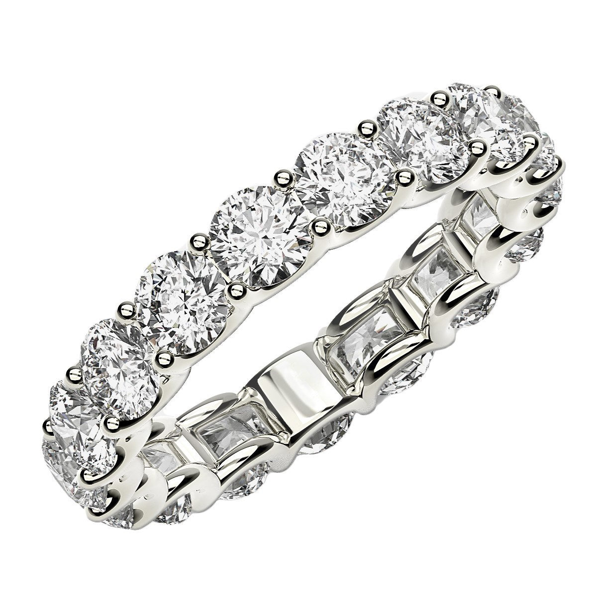Round Cut Lab Grown Diamond Eternity Ring in 14k White Gold (3 cttw FG/VS2) - The Best Accessory