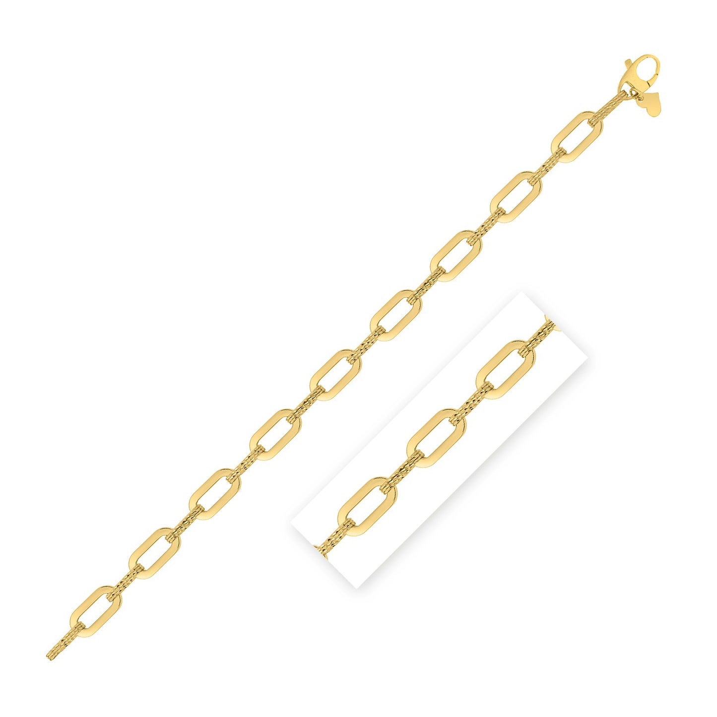 14k Yellow Gold Diamante Paperclip Chain Bracelet (7.00 mm) - The Best Accessory