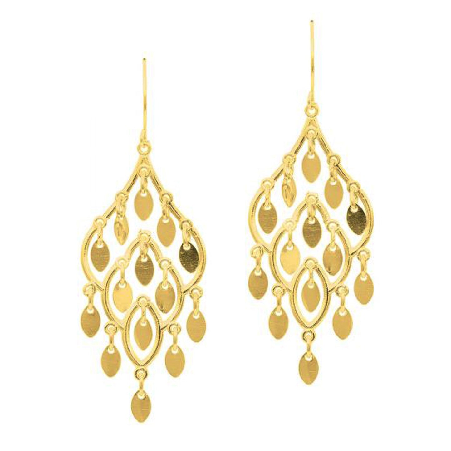 14K Yellow Gold Polished Chandelier Earring - The Best Accessory
