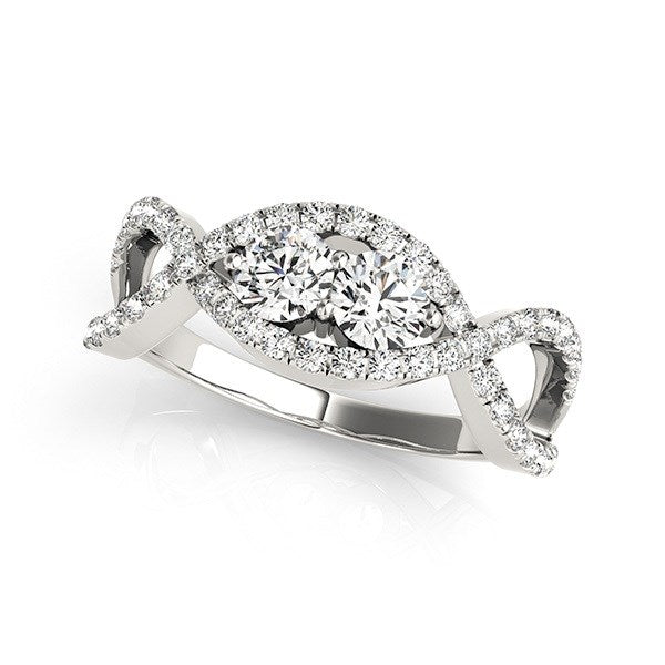 14k White Gold Split Shank Infinity Two Stone Round Diamond Ring (1/2 cttw) - The Best Accessory