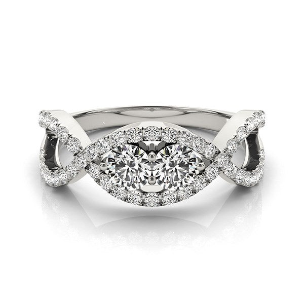 14k White Gold Split Shank Infinity Two Stone Round Diamond Ring (1/2 cttw) - The Best Accessory
