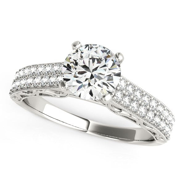 14k White Gold Pronged Diamond Antique Style Engagement Ring (1 1/3 cttw) - The Best Accessory