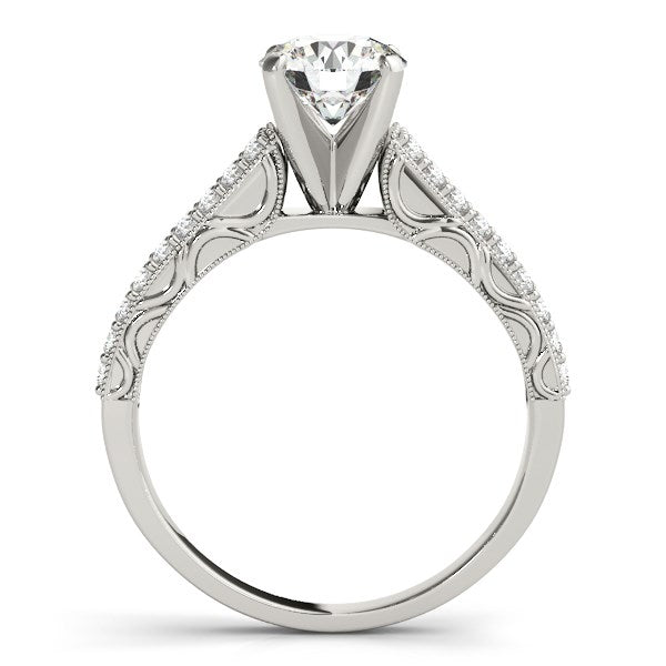 14k White Gold Pronged Diamond Antique Style Engagement Ring (1 1/3 cttw) - The Best Accessory