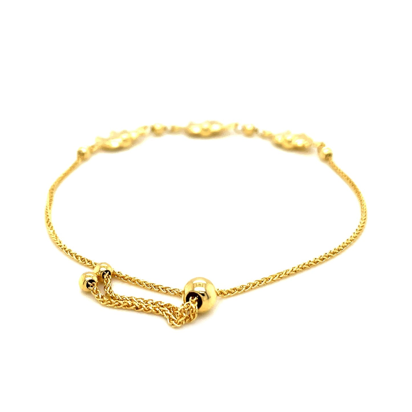 14k Yellow Gold Elephant Station Lariat Style Bracelet (1.00 mm) - The Best Accessory
