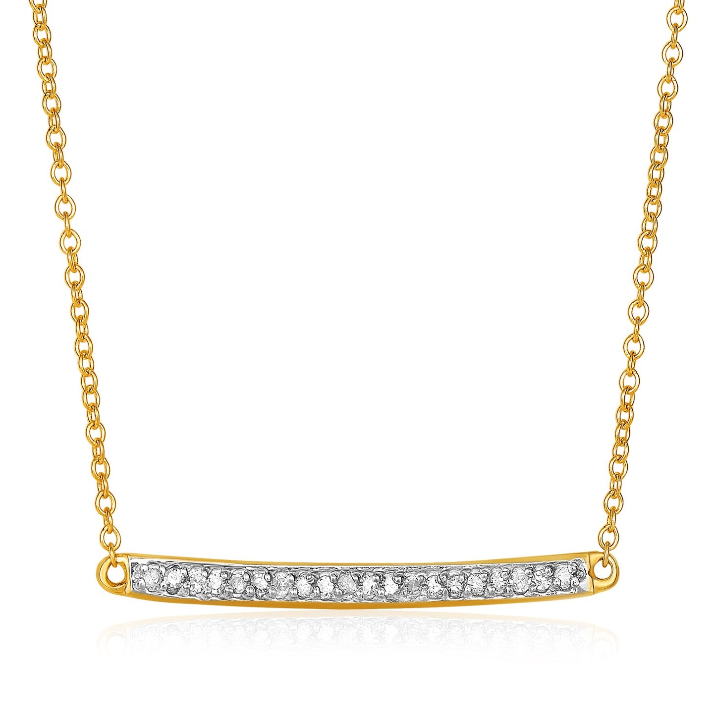 14k Yellow Gold Necklace with Gold and Diamond Bar (1/10 cttw) - The Best Accessory