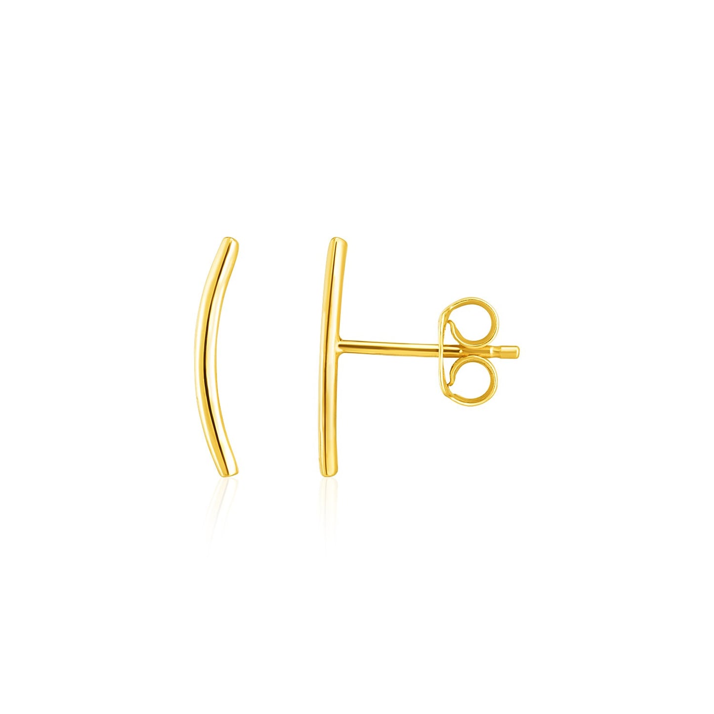 14k Yellow Gold Curve Climber Post Earrings - The Best Accessory