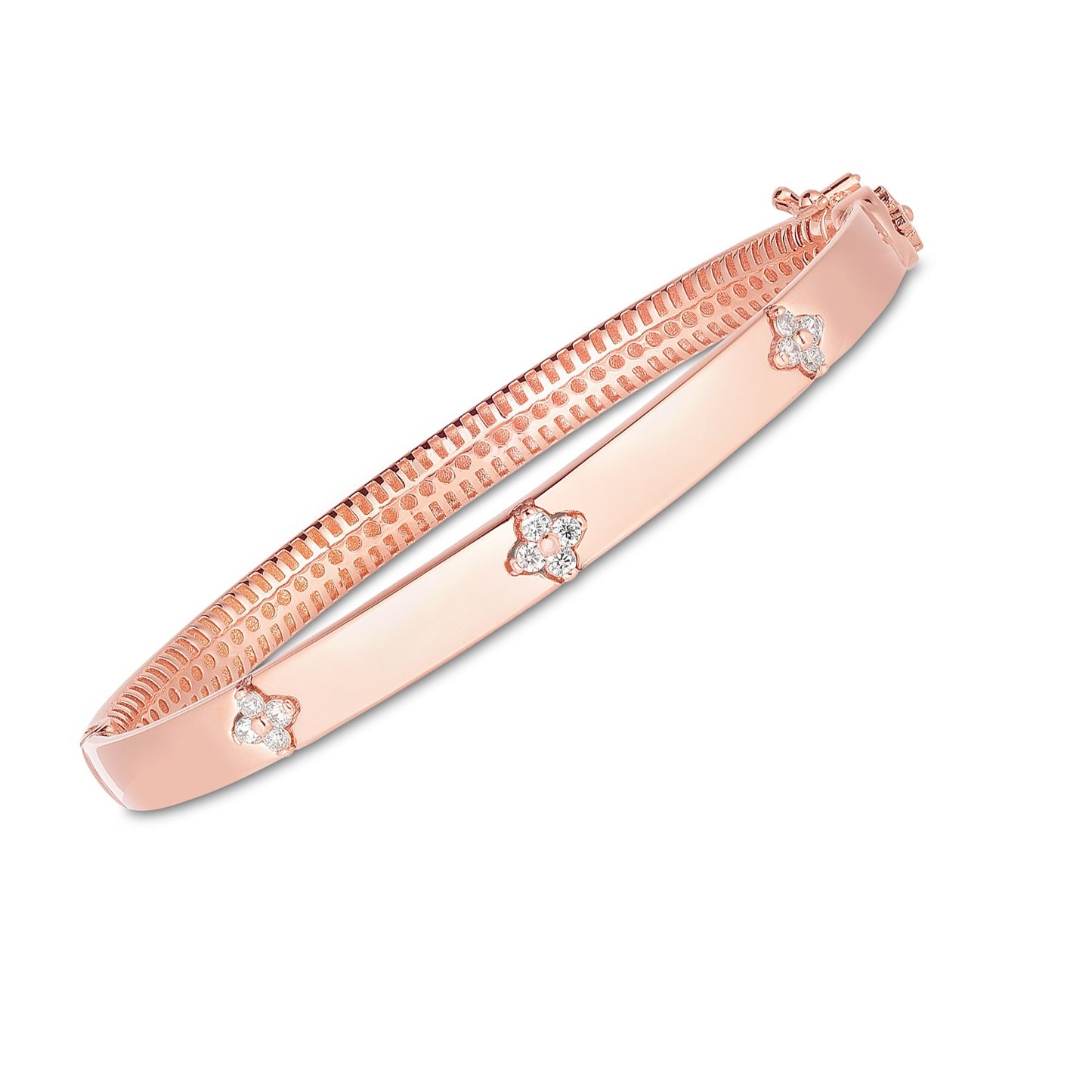 14k Rose Gold Trilogy Diamond Bangle (5.40 mm) - The Best Accessory