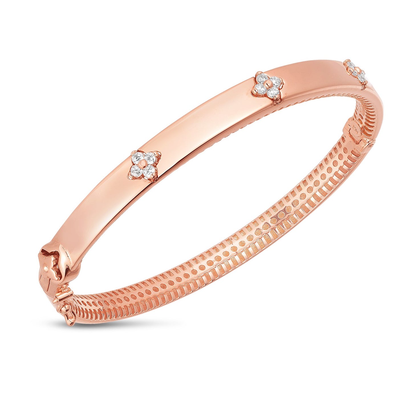 14k Rose Gold Trilogy Diamond Bangle (5.40 mm) - The Best Accessory