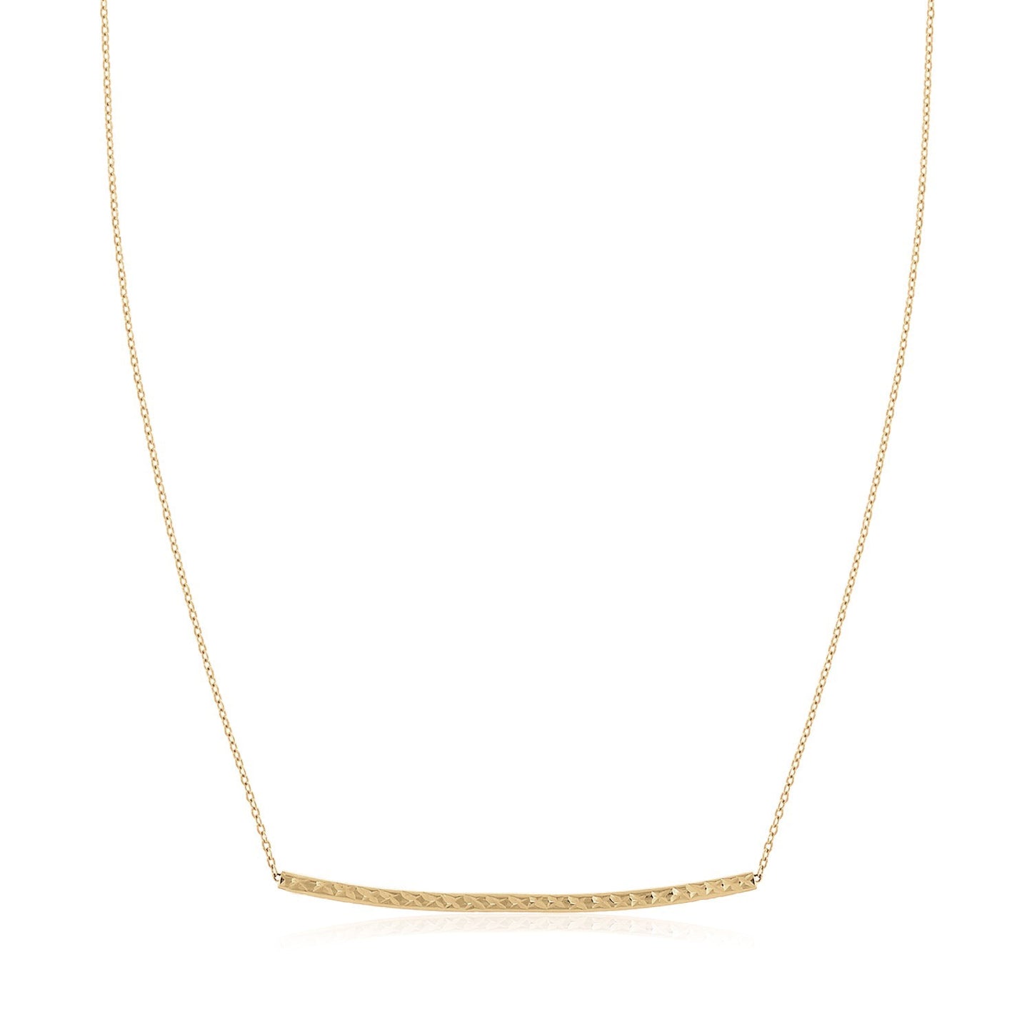 14k Yellow Gold Thin Textured Bar Necklace - The Best Accessory