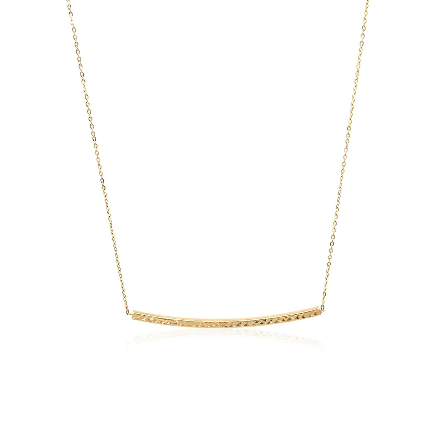 14k Yellow Gold Thin Textured Bar Necklace - The Best Accessory