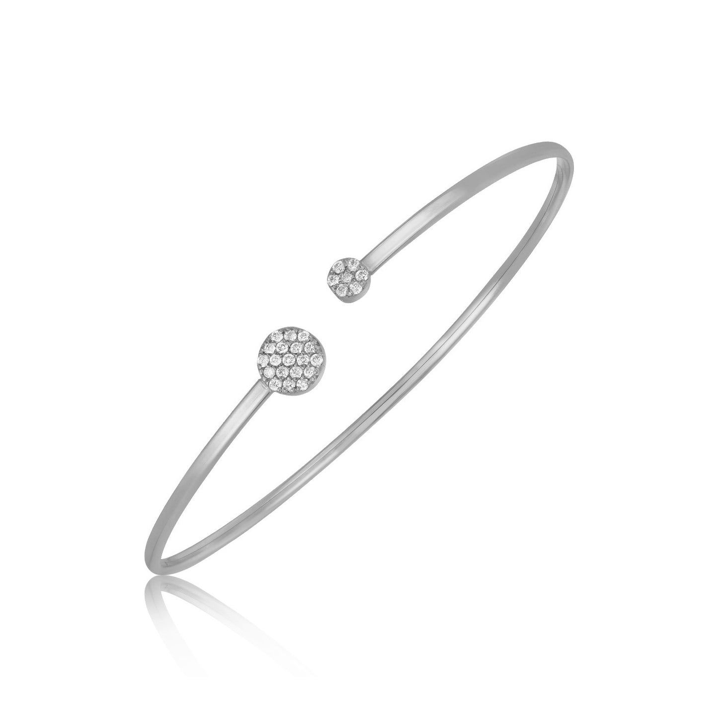 14k White Gold High Polish Diamond Cluster Bangle (2.00 mm) - The Best Accessory