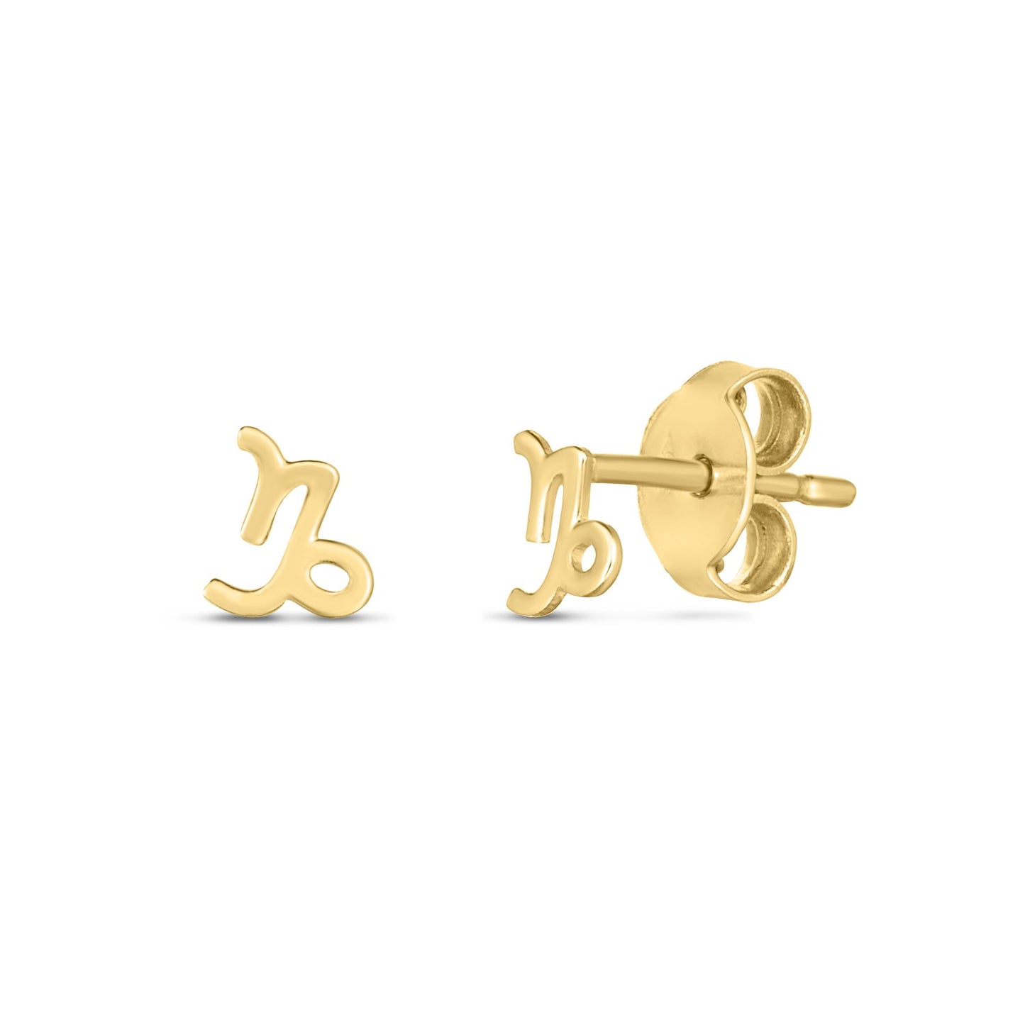 14k Yellow Gold Capricorn Stud Earrings - The Best Accessory