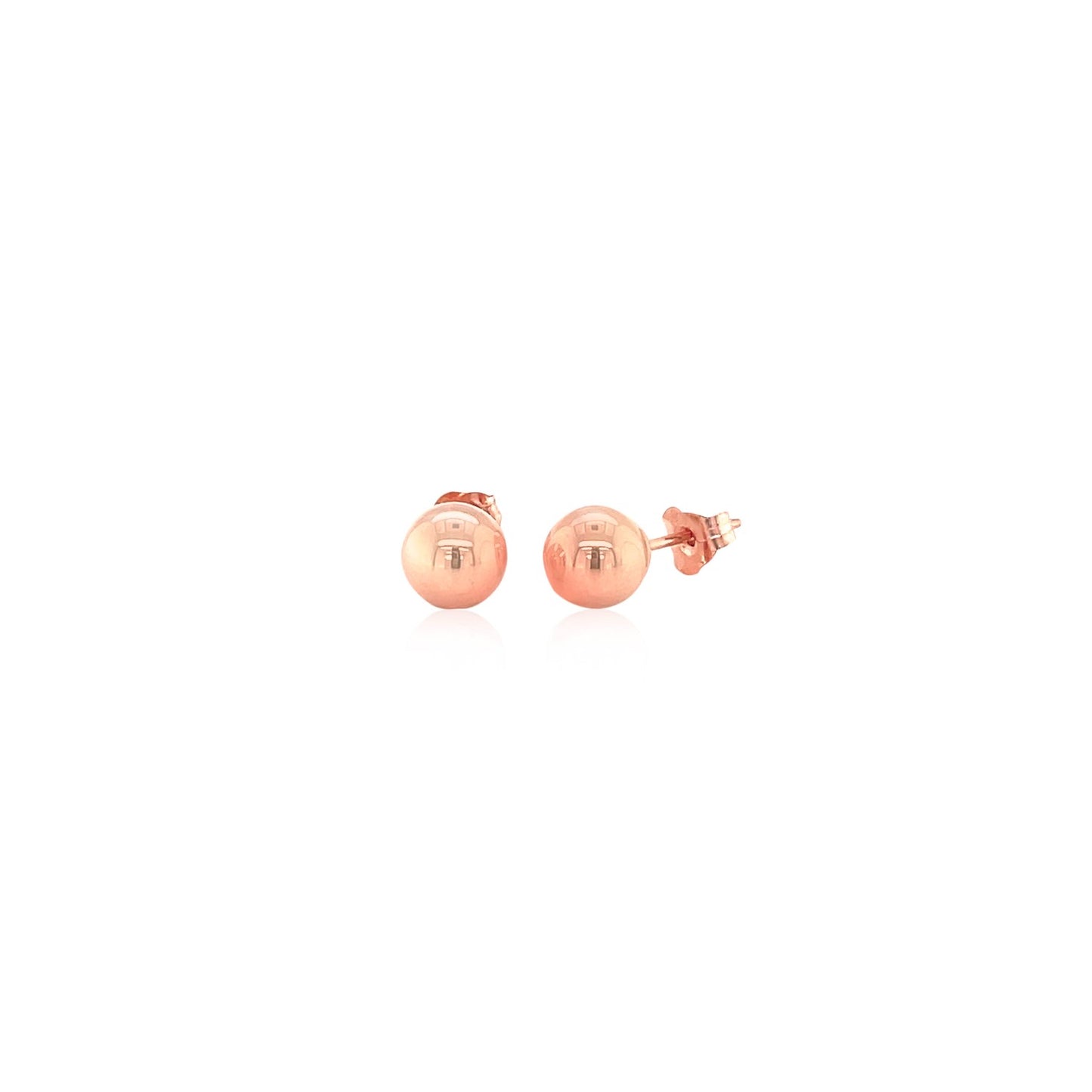 14k Rose Gold Classic Round Shape Stud Earrings (6mm) - The Best Accessory