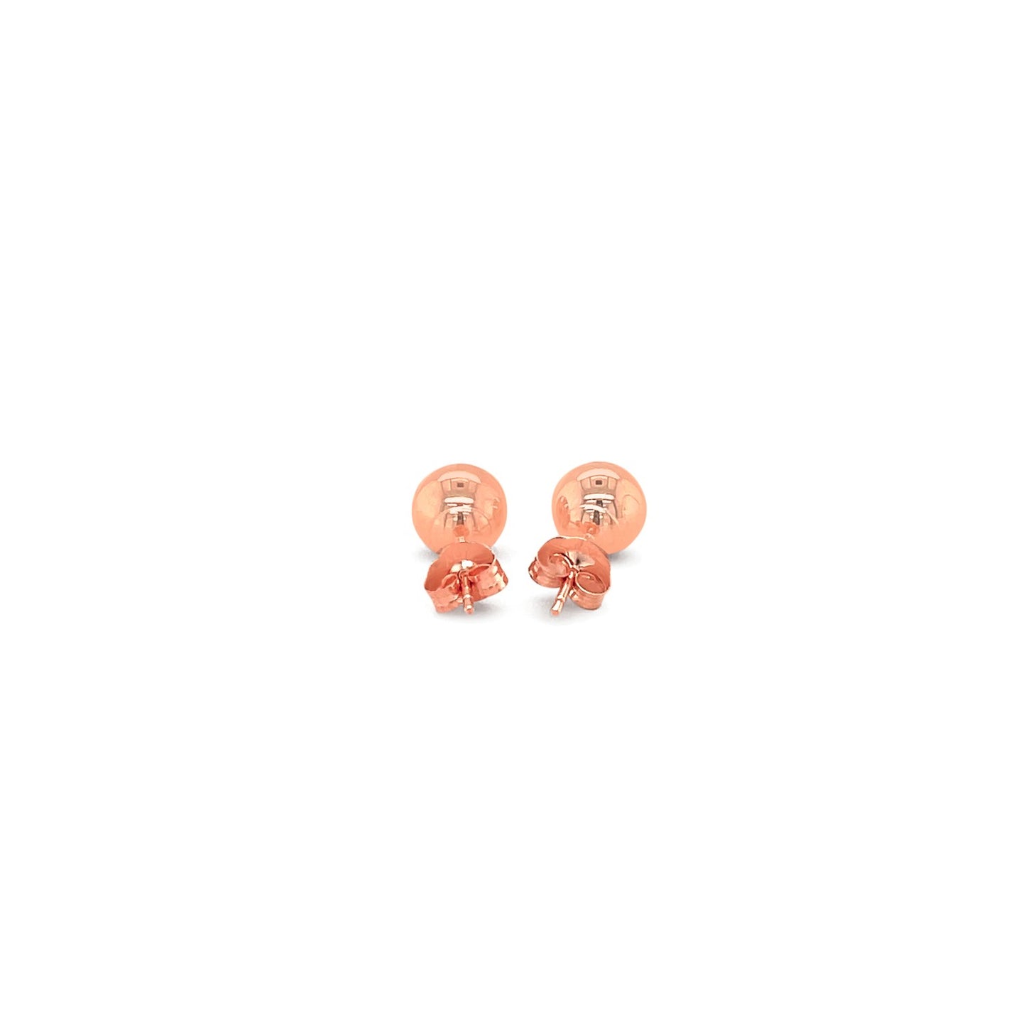 14k Rose Gold Classic Round Shape Stud Earrings (6mm) - The Best Accessory