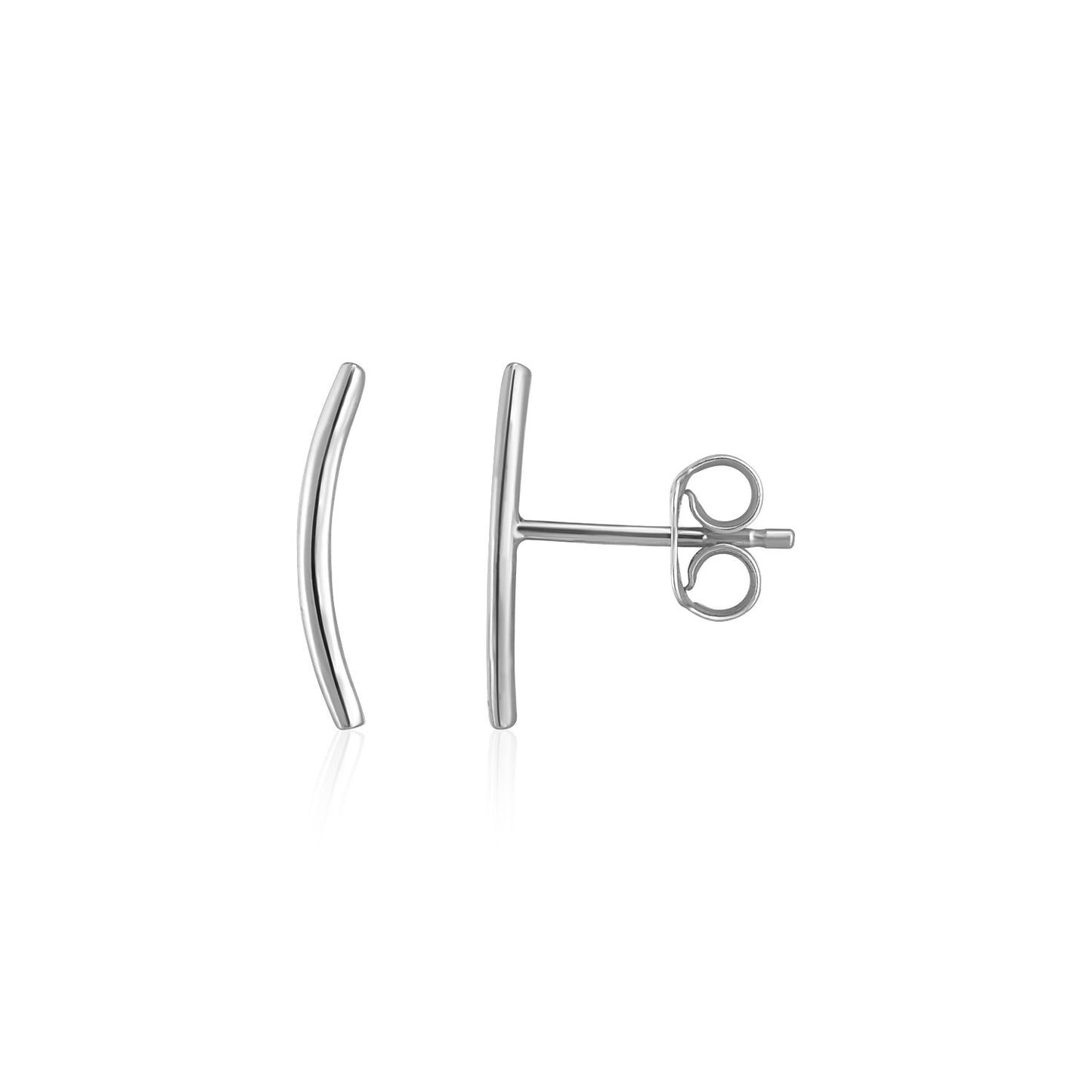 14k White Gold Curve Climber Post Earrings - The Best Accessory