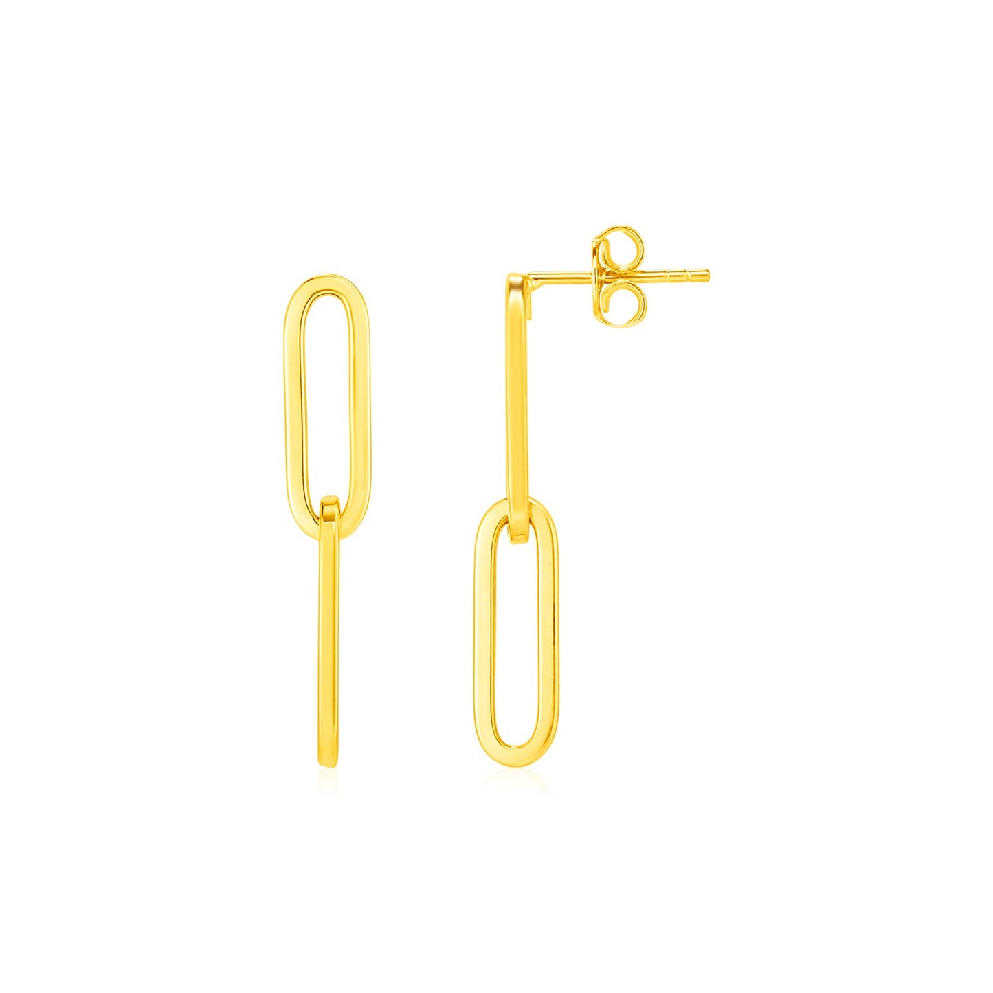 14K Yellow Gold Two Link Paperclip Chain Earrings - The Best Accessory