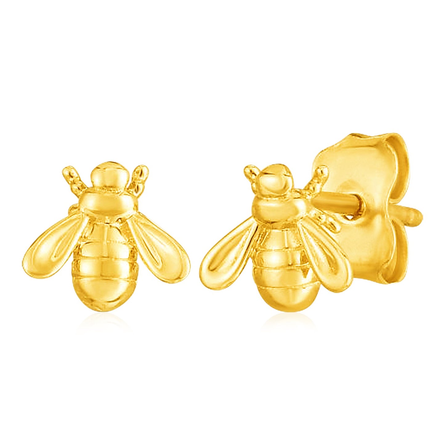 14k Yellow Gold Bee Stud Earrings - The Best Accessory
