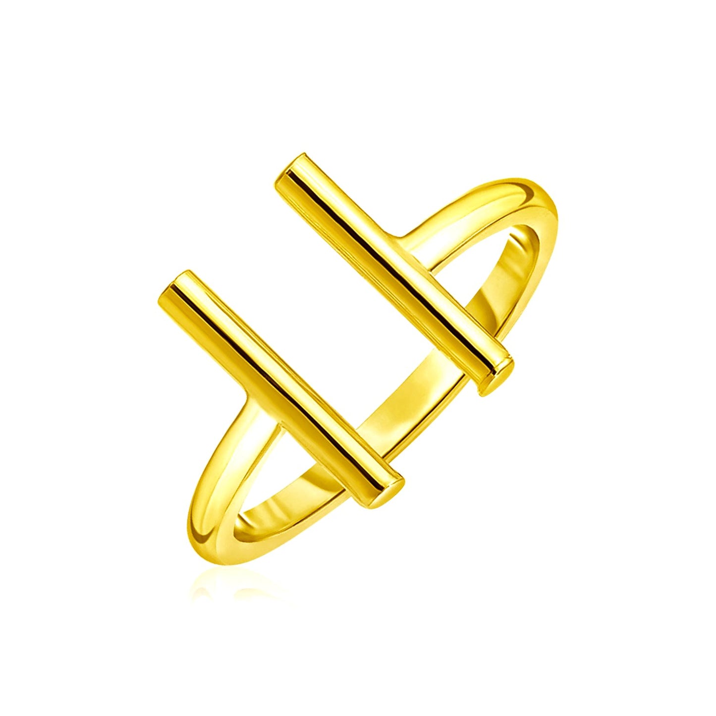 14k Yellow Gold Open Ring with Bars - The Best Accessory