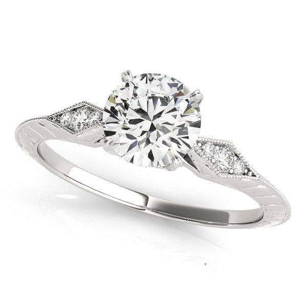 14k White Gold Diamond Engagement Ring with Side Clusters (1 1/8 cttw) - The Best Accessory