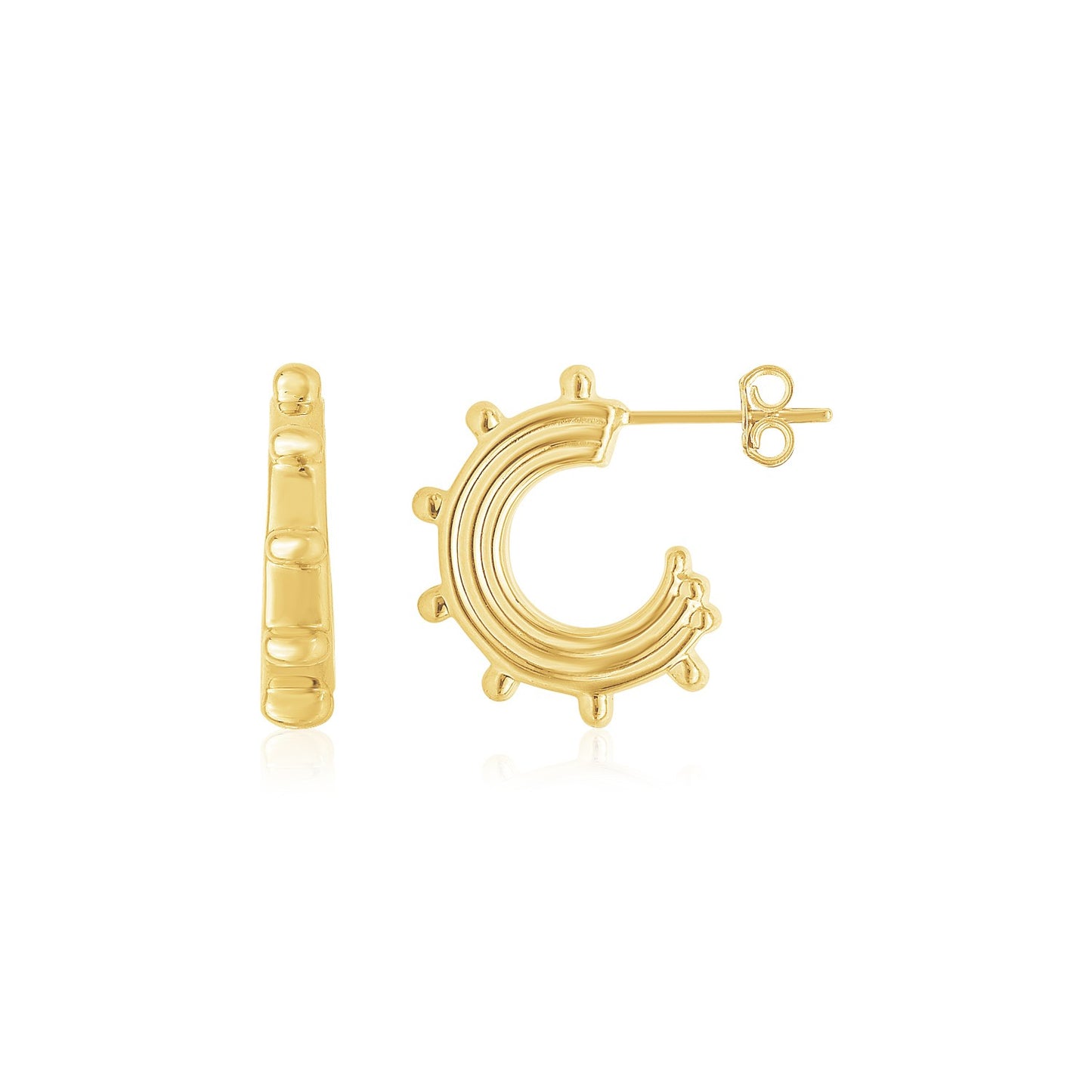 14K Yellow Gold Beaded Station Half Hoops - The Best Accessory