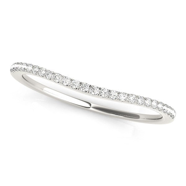 14k White Gold Pave Style Setting Curved Diamond Wedding Band (1/10 cttw) - The Best Accessory