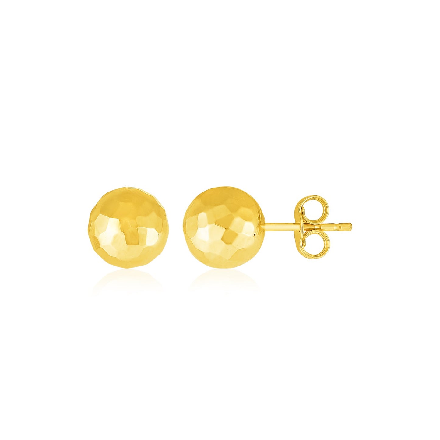 14k Yellow Gold Ball Earrings with Faceted Texture(5mm) - The Best Accessory
