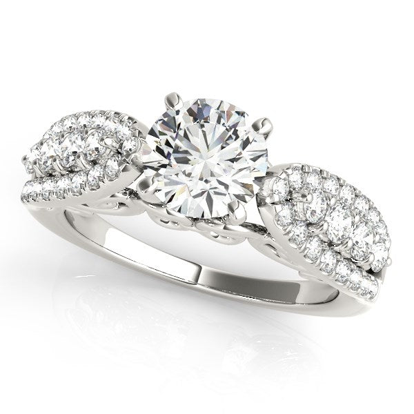 14k White Gold Multirow Shank Round Diamond Engagement Ring (1 1/2 cttw) - The Best Accessory