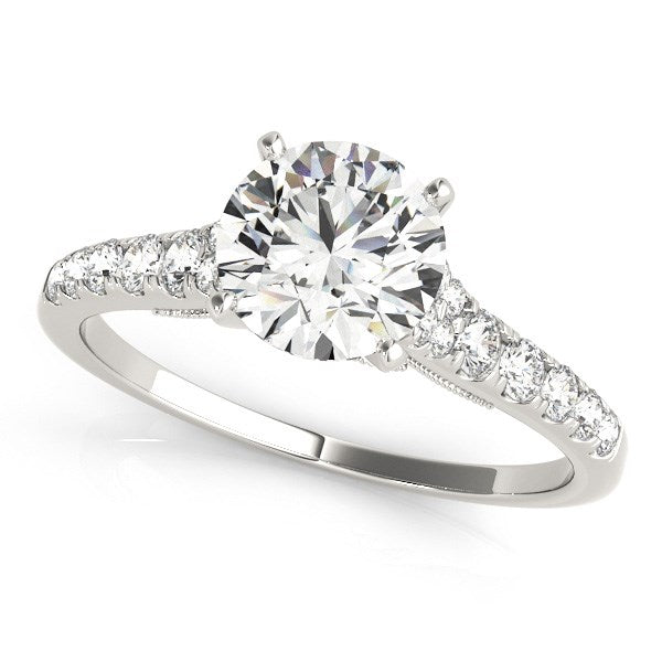 14k White Gold Diamond Engagement Ring With Single Row Band (1 3/4 cttw) - The Best Accessory