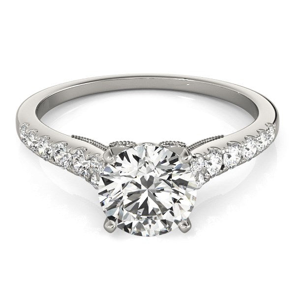 14k White Gold Diamond Engagement Ring With Single Row Band (1 3/4 cttw) - The Best Accessory