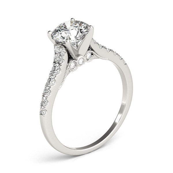14k White Gold Diamond Engagement Ring With Single Row Band (1 3/4 cttw) - The Best Accessory