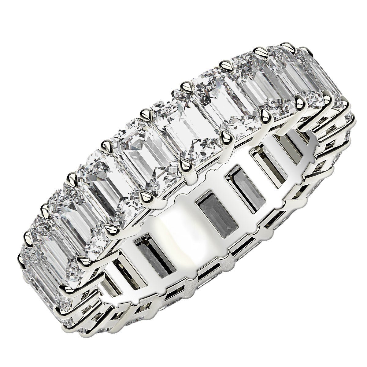 Emerald Cut Lab Grown Diamond Eternity Ring in 14k White Gold (6 cttw FG/VS2) - The Best Accessory