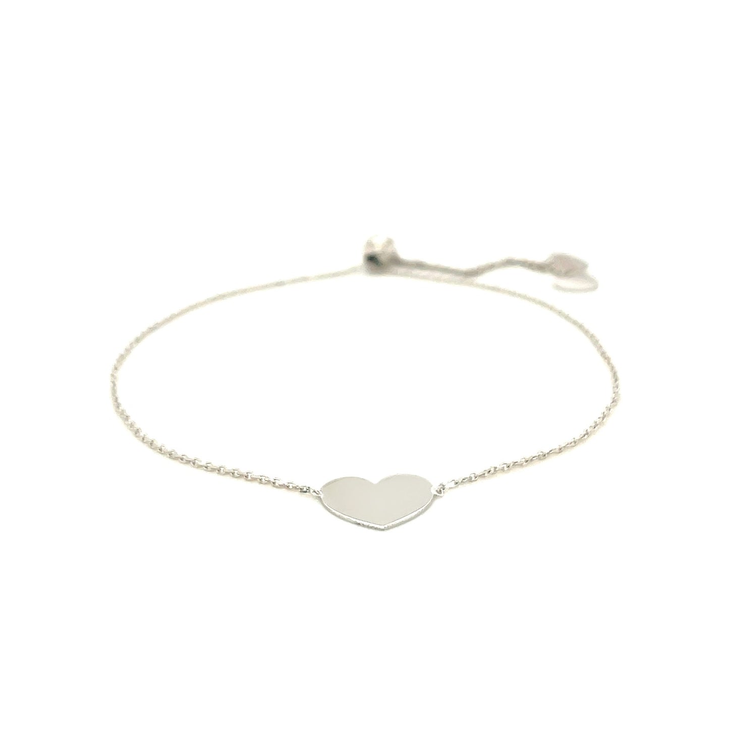 14k White Gold Adjustable Heart Bracelet (0.90 mm) - The Best Accessory