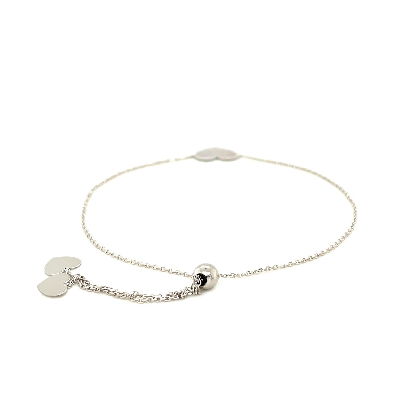 14k White Gold Adjustable Heart Bracelet (0.90 mm) - The Best Accessory