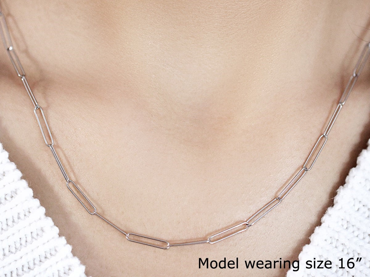 14k White Gold Wire Paperclip Chain (2.70 mm) - The Best Accessory