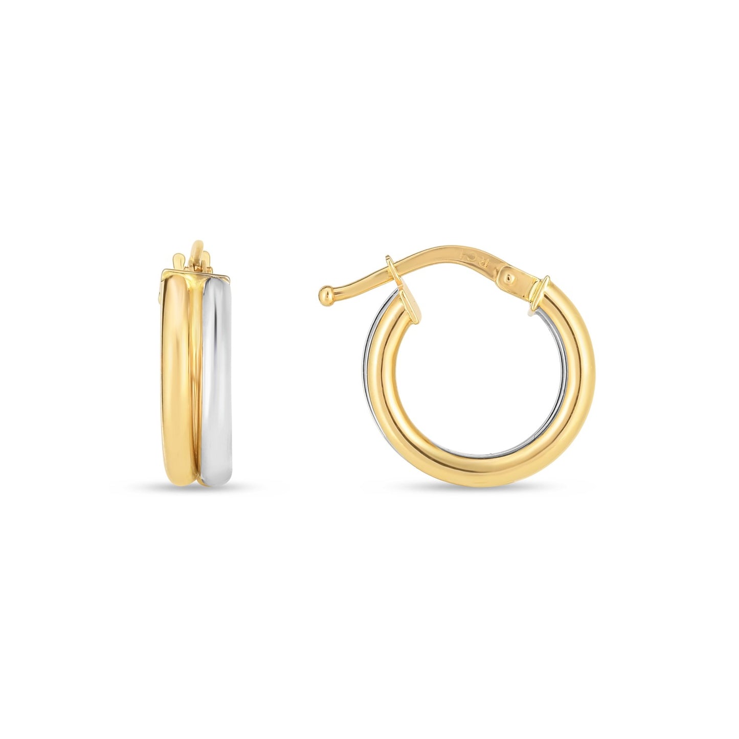 14k Two Tone Gold Double Round Hoops - The Best Accessory